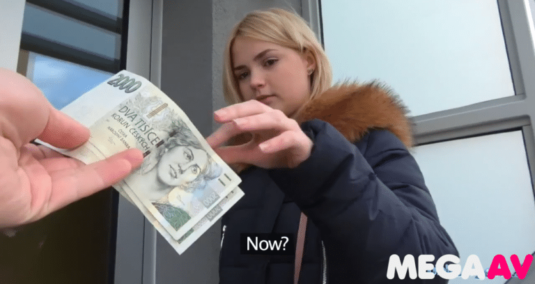 Public Agent Hot Blondes Gets a Mouthful of Cum after Fucking for Cash